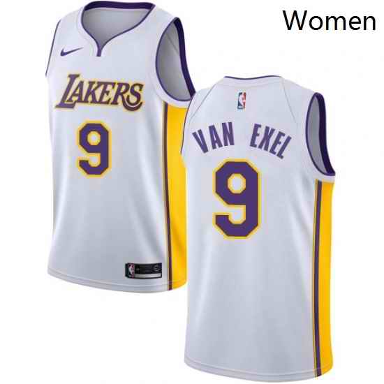 Womens Nike Los Angeles Lakers 9 Nick Van Exel Swingman White NBA Jersey Association Edition